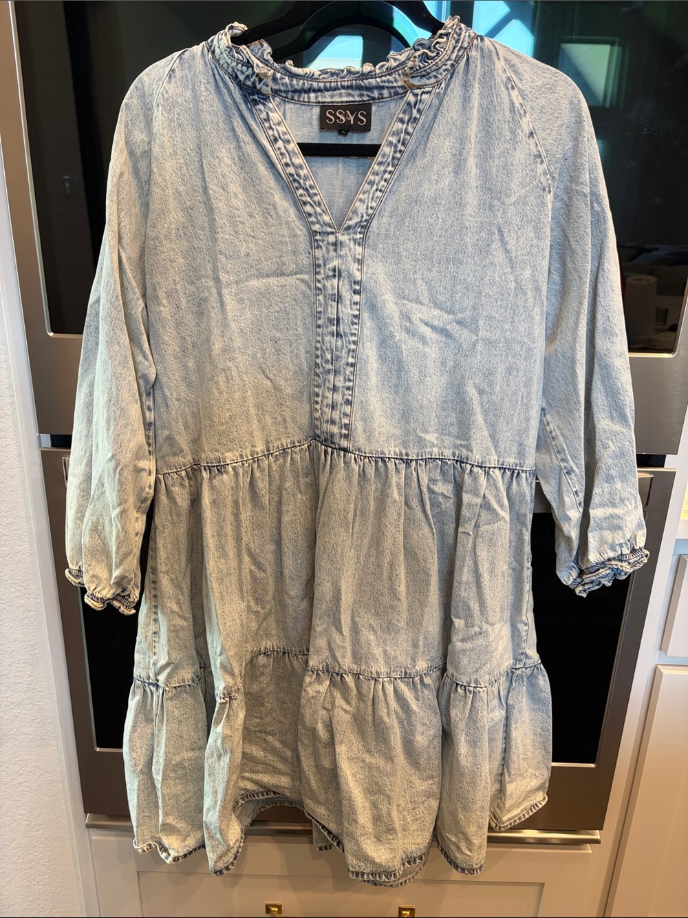 SSYS Light Blue Denim Tiered Mini Dress